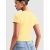 imageYEOREO Womens Crop Top Crew Neck Y2K Baby Tee Slim Fit Short Sleeve Shirt Corriny Going Out Workout Basic TopsCream Yellow
