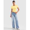 imageYEOREO Womens Crop Top Crew Neck Y2K Baby Tee Slim Fit Short Sleeve Shirt Corriny Going Out Workout Basic TopsCream Yellow