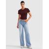 imageYEOREO Womens Crop Top Crew Neck Y2K Baby Tee Slim Fit Short Sleeve Shirt Corriny Going Out Workout Basic TopsDeep Wine Red