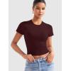 imageYEOREO Womens Crop Top Crew Neck Y2K Baby Tee Slim Fit Short Sleeve Shirt Corriny Going Out Workout Basic TopsDeep Wine Red