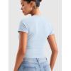 imageYEOREO Womens Crop Top Crew Neck Y2K Baby Tee Slim Fit Short Sleeve Shirt Corriny Going Out Workout Basic TopsLight Blue