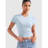imageYEOREO Womens Crop Top Crew Neck Y2K Baby Tee Slim Fit Short Sleeve Shirt Corriny Going Out Workout Basic TopsLight Blue