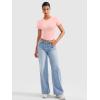 imageYEOREO Womens Crop Top Crew Neck Y2K Baby Tee Slim Fit Short Sleeve Shirt Corriny Going Out Workout Basic TopsPink