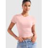 imageYEOREO Womens Crop Top Crew Neck Y2K Baby Tee Slim Fit Short Sleeve Shirt Corriny Going Out Workout Basic TopsPink