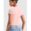 imageYEOREO Womens Crop Top Crew Neck Y2K Baby Tee Slim Fit Short Sleeve Shirt Corriny Going Out Workout Basic TopsPink