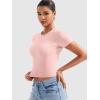 imageYEOREO Womens Crop Top Crew Neck Y2K Baby Tee Slim Fit Short Sleeve Shirt Corriny Going Out Workout Basic TopsPink