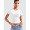 imageYEOREO Womens Crop Top Crew Neck Y2K Baby Tee Slim Fit Short Sleeve Shirt Corriny Going Out Workout Basic TopsWhite