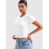 imageYEOREO Womens Crop Top Crew Neck Y2K Baby Tee Slim Fit Short Sleeve Shirt Corriny Going Out Workout Basic TopsWhite