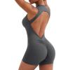 imageYEOREO Backless Workout Jumpsuits Women One Piece Sleeveless Jumpsuit with Pads Tessia Scrunch Butt Yoga RomperDark Gray