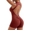 imageYEOREO Backless Workout Jumpsuits Women One Piece Sleeveless Jumpsuit with Pads Tessia Scrunch Butt Yoga RomperRed