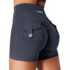 imageYEOREO CoreFlex Scrunch Workout Shorts with Pockets for Women 45quot High Waisted Cargo Gym Biker Shorts Tummy Control YogaCoal