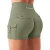 imageYEOREO CoreFlex Women Workout Gym Shorts with Cargo Pockets Hidden Scrunch 36quot Inseam No Front Seam Biker ShortsArmy Green