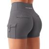 imageYEOREO CoreFlex Women Workout Gym Shorts with Cargo Pockets Hidden Scrunch 36quot Inseam No Front Seam Biker ShortsDark Grey
