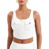 imageYEOREO CoreFlex Workout Tank Tops for Women U Neck Zip Up Crop Top Sleeveless Athletic Yoga Camisole Yvetty Going Out TopsWhite