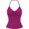 imageYEOREO SoftHue Impact Longline Strappy Top Womens Halter Workout Tank Tops Backless Gym Longline with Adjustable StrapBerry