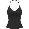 imageYEOREO SoftHue Impact Longline Strappy Top Womens Halter Workout Tank Tops Backless Gym Longline with Adjustable StrapBlack