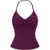 imageYEOREO SoftHue Impact Longline Strappy Top Womens Halter Workout Tank Tops Backless Gym Longline with Adjustable StrapBlack Cherry