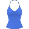 imageYEOREO SoftHue Impact Longline Strappy Top Womens Halter Workout Tank Tops Backless Gym Longline with Adjustable StrapElectric Blue