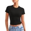 imageYEOREO Womens Crop Top Crew Neck Y2K Baby Tee Slim Fit Short Sleeve Shirt Corriny Going Out Workout Basic TopsBlack