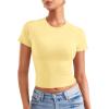 imageYEOREO Womens Crop Top Crew Neck Y2K Baby Tee Slim Fit Short Sleeve Shirt Corriny Going Out Workout Basic TopsCream Yellow