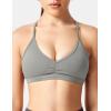 imageYEOREO Workout Sports Bras for Women Padded Strappy Open Back Gym Bra Light Impact Criss Cross Yoga Crop TopGrey