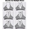 imageYEOREO Workout Sports Bras for Women Padded Strappy Open Back Gym Bra Light Impact Criss Cross Yoga Crop TopGrey