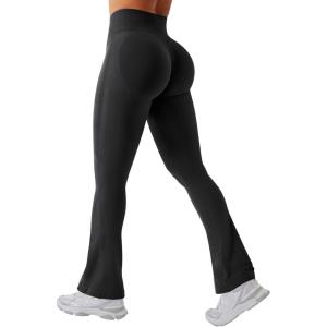 imageYEOREO Mini Flare Leggings Womens Workout Butt Lifting Legging Hidden Scrunch Seamless 28quot  30quot Impact Lilliean Yoga PantsBlack