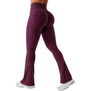 imageYEOREO Mini Flare Leggings Womens Workout Butt Lifting Legging Hidden Scrunch Seamless 28quot  30quot Impact Lilliean Yoga PantsBlack Cherry