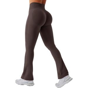 imageYEOREO Mini Flare Leggings Womens Workout Butt Lifting Legging Hidden Scrunch Seamless 28quot  30quot Impact Lilliean Yoga PantsChocolate Brown