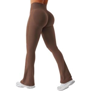 imageYEOREO Mini Flare Leggings Womens Workout Butt Lifting Legging Hidden Scrunch Seamless 28quot  30quot Impact Lilliean Yoga PantsDeep Brown
