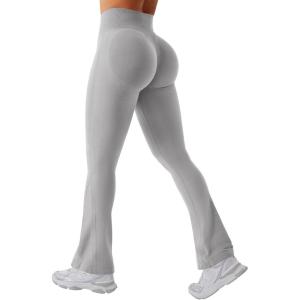 imageYEOREO Mini Flare Leggings Womens Workout Butt Lifting Legging Hidden Scrunch Seamless 28quot  30quot Impact Lilliean Yoga PantsLight Gray