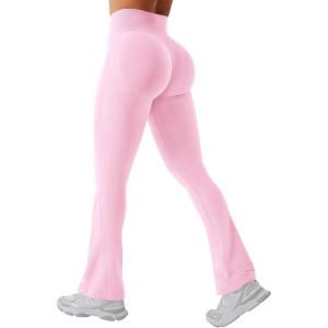 imageYEOREO Mini Flare Leggings Womens Workout Butt Lifting Legging Hidden Scrunch Seamless 28quot  30quot Impact Lilliean Yoga PantsPink