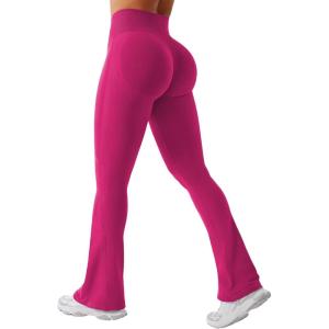 imageYEOREO Mini Flare Leggings Womens Workout Butt Lifting Legging Hidden Scrunch Seamless 28quot  30quot Impact Lilliean Yoga PantsRose Pink