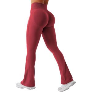 imageYEOREO Mini Flare Leggings Womens Workout Butt Lifting Legging Hidden Scrunch Seamless 28quot  30quot Impact Lilliean Yoga PantsSavvy Red