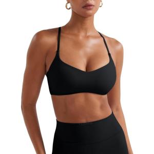 imageYEOREO Y Back Sports Bras for Women Padded Racerback Bra Paisely Light Impact Adjustable Straps Gym Workout TopsBlack