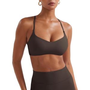 imageYEOREO Y Back Sports Bras for Women Padded Racerback Bra Paisely Light Impact Adjustable Straps Gym Workout TopsCocoa
