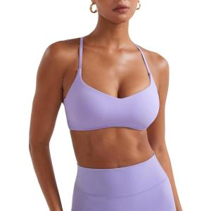imageYEOREO Y Back Sports Bras for Women Padded Racerback Bra Paisely Light Impact Adjustable Straps Gym Workout TopsLight Purple