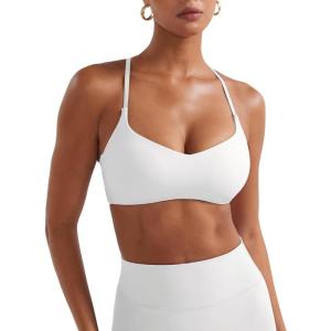 imageYEOREO Y Back Sports Bras for Women Padded Racerback Bra Paisely Light Impact Adjustable Straps Gym Workout TopsWhite