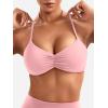 imageYEOREO Halter Sports Bras for Women Strappy Backless Impact Removable Pads Adjustable Deep V Bra Workout Gym Yoga Crop TopBaby Pink
