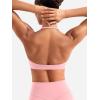imageYEOREO Halter Sports Bras for Women Strappy Backless Impact Removable Pads Adjustable Deep V Bra Workout Gym Yoga Crop TopBaby Pink