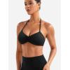 imageYEOREO Halter Sports Bras for Women Strappy Backless Impact Removable Pads Adjustable Deep V Bra Workout Gym Yoga Crop TopBlack