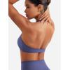 imageYEOREO Halter Sports Bras for Women Strappy Backless Impact Removable Pads Adjustable Deep V Bra Workout Gym Yoga Crop TopDeep Cobalt Blue
