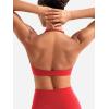 imageYEOREO Halter Sports Bras for Women Strappy Backless Impact Removable Pads Adjustable Deep V Bra Workout Gym Yoga Crop TopRed