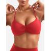 imageYEOREO Halter Sports Bras for Women Strappy Backless Impact Removable Pads Adjustable Deep V Bra Workout Gym Yoga Crop TopRed