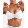 imageYEOREO Halter Sports Bras for Women Strappy Backless Impact Removable Pads Adjustable Deep V Bra Workout Gym Yoga Crop TopWhite