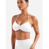 imageYEOREO Halter Sports Bras for Women Strappy Backless Impact Removable Pads Adjustable Deep V Bra Workout Gym Yoga Crop TopWhite
