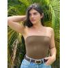 imageYEOREO Sophie Women Sexy Long Tube Tops Double Lined Basic Y2K Summer Cute Strapless Fitted Bandeau Going Out Crop TopCoffee