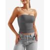imageYEOREO Sophie Women Sexy Long Tube Tops Double Lined Basic Y2K Summer Cute Strapless Fitted Bandeau Going Out Crop TopGrey