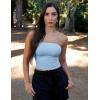 imageYEOREO Sophie Women Sexy Long Tube Tops Double Lined Basic Y2K Summer Cute Strapless Fitted Bandeau Going Out Crop TopLight Blue