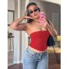 imageYEOREO Sophie Women Sexy Long Tube Tops Double Lined Basic Y2K Summer Cute Strapless Fitted Bandeau Going Out Crop TopRed